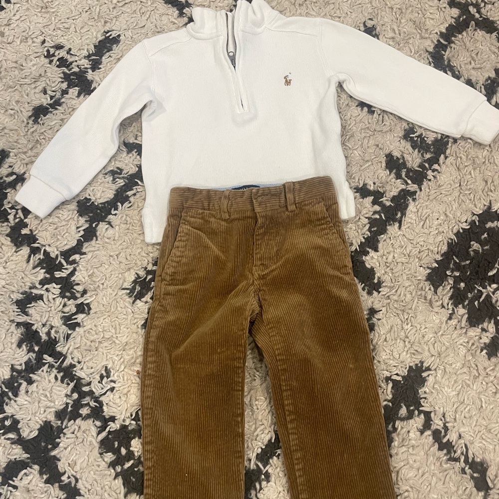 Polo by Ralph Lauren White and Brown Kids Matching Set